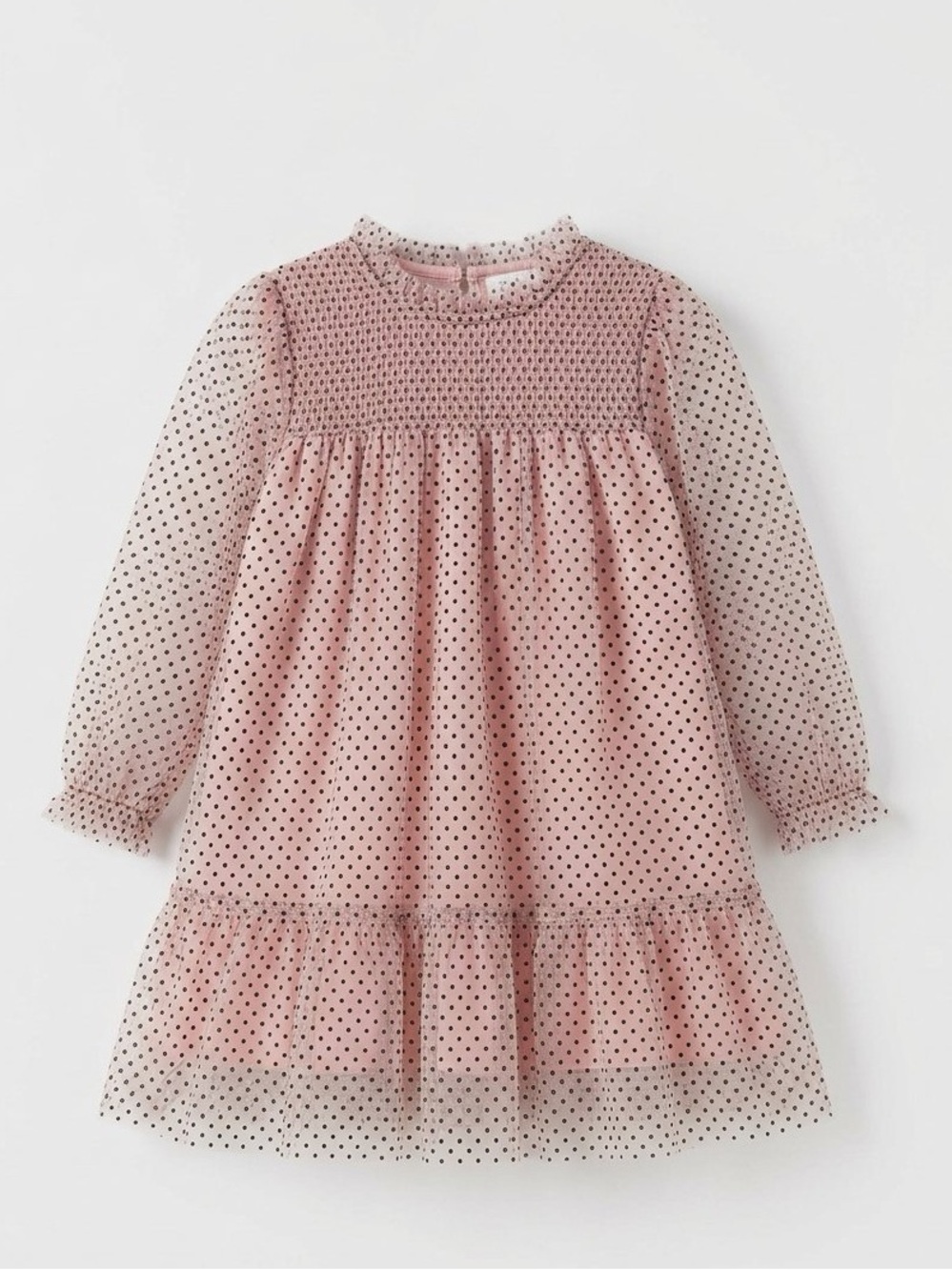 Zara Kids Pink Tulle Polka Dot Smocked Dress 3-4 Years